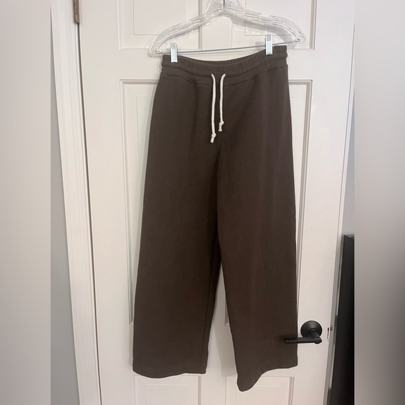 Jenni Kayne Marina Sweatpants Wide Leg Crop Army Green Small - Picture 2 of 5